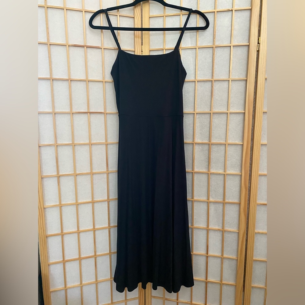 GAP NWOT Black Ribbed Cotton Dress with Spaghetti Straps
